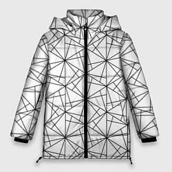 Куртка зимняя женская Чёрно-белый геометрический треугольный узор, цвет: 3D-красный
