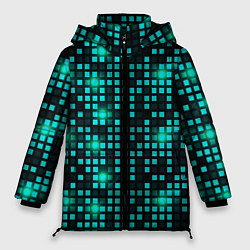 Куртка зимняя женская Светящиеся неоновые квадраты, цвет: 3D-светло-серый