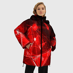 Куртка зимняя женская Абстрактные красные лучи, цвет: 3D-светло-серый — фото 2