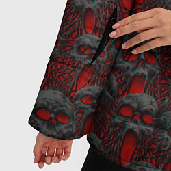Куртка зимняя женская Черепа ужасные кричат - паттерн, цвет: 3D-красный — фото 2