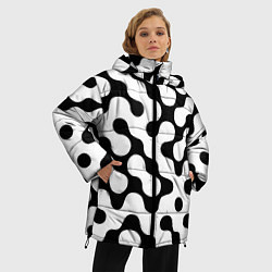 Куртка зимняя женская Чёрно-белый растровый узор, цвет: 3D-красный — фото 2