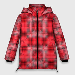 Куртка зимняя женская Красный с белым клетчатый узор, цвет: 3D-светло-серый