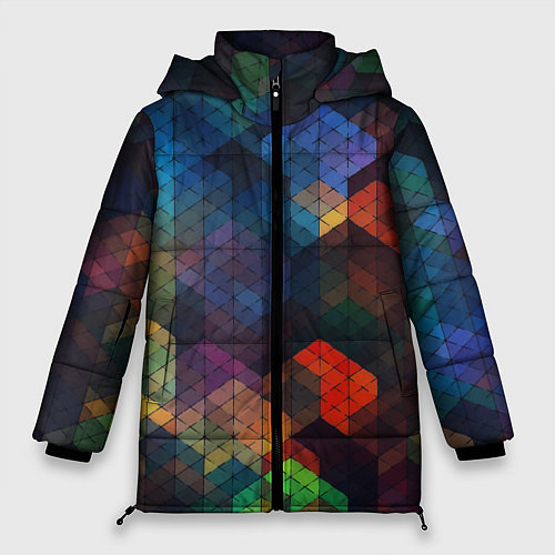 Женская зимняя куртка Стеклянная мозаика цветная / 3D-Красный – фото 1