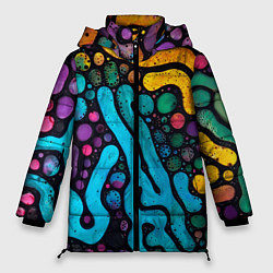 Куртка зимняя женская Цветные микроорганизмы, цвет: 3D-светло-серый