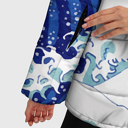 Куртка зимняя женская Японская графика - волна - паттерн, цвет: 3D-светло-серый — фото 2