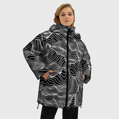 Женская зимняя куртка Авангардный растровый паттерн / 3D-Светло-серый – фото 3