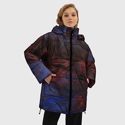 Куртка зимняя женская Тёмные переливающиеся волны с блёстками, цвет: 3D-светло-серый — фото 2