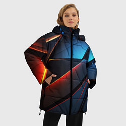 Куртка зимняя женская Абстрактные разломы, цвет: 3D-красный — фото 2