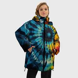 Куртка зимняя женская Имитация тай дай на темном фоне: арт нейросети, цвет: 3D-черный — фото 2