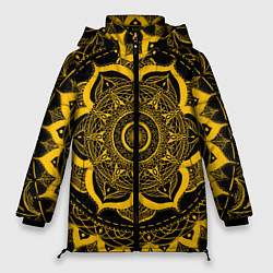 Куртка зимняя женская Яркий желтый узор, цвет: 3D-черный