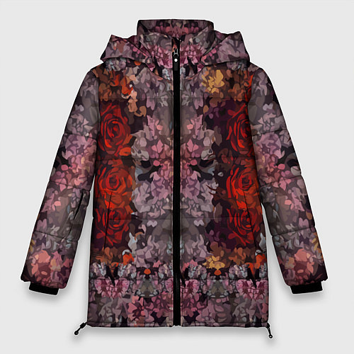 Женская зимняя куртка Розы и сирень / 3D-Красный – фото 1