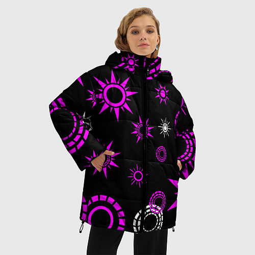 Женская зимняя куртка Калейдоскоп круги / 3D-Черный – фото 3