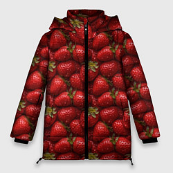 Куртка зимняя женская Сочная текстура из клубники, цвет: 3D-черный