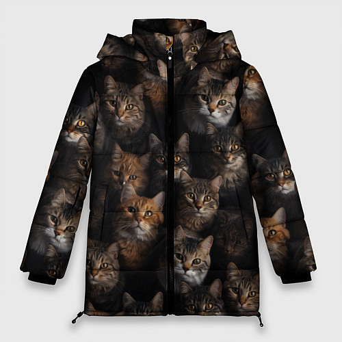 Женская зимняя куртка Паттерн из котов / 3D-Светло-серый – фото 1