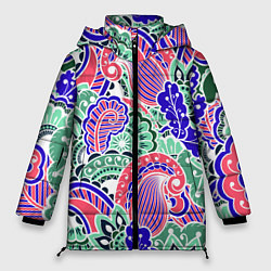 Куртка зимняя женская Модный растительный узор, цвет: 3D-светло-серый