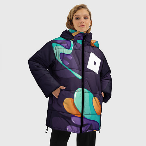 Женская зимняя куртка Roblox graffity splash / 3D-Черный – фото 3