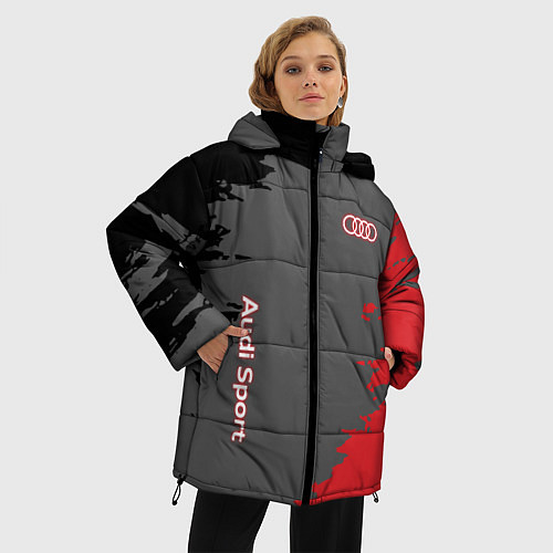 Женская зимняя куртка Audi sport grunge / 3D-Черный – фото 3