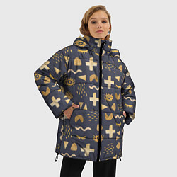 Куртка зимняя женская Загадочные символы, цвет: 3D-черный — фото 2
