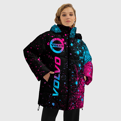 Женская зимняя куртка Volvo - neon gradient: по-вертикали / 3D-Черный – фото 3