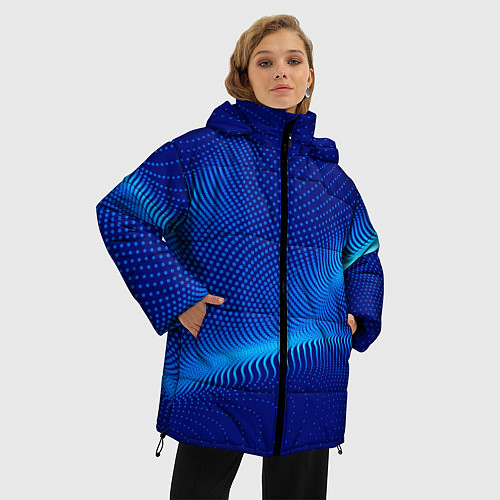 Женская зимняя куртка Blue dots / 3D-Черный – фото 3