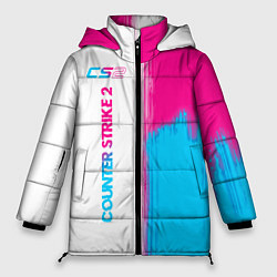 Куртка зимняя женская Counter Strike 2 neon gradient style: по-вертикали, цвет: 3D-черный