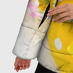 Куртка зимняя женская Пасхальные яйца и цветы, цвет: 3D-черный — фото 2
