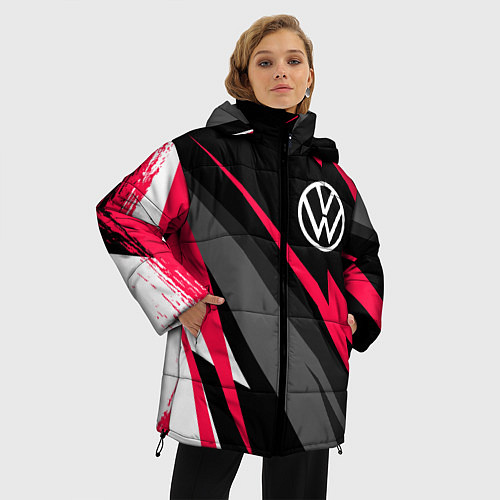 Женская зимняя куртка Volkswagen fast lines / 3D-Черный – фото 3