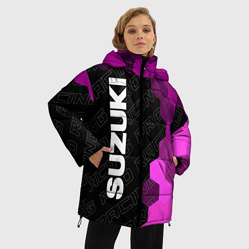 Женская зимняя куртка Suzuki pro racing: по-вертикали / 3D-Черный – фото 3