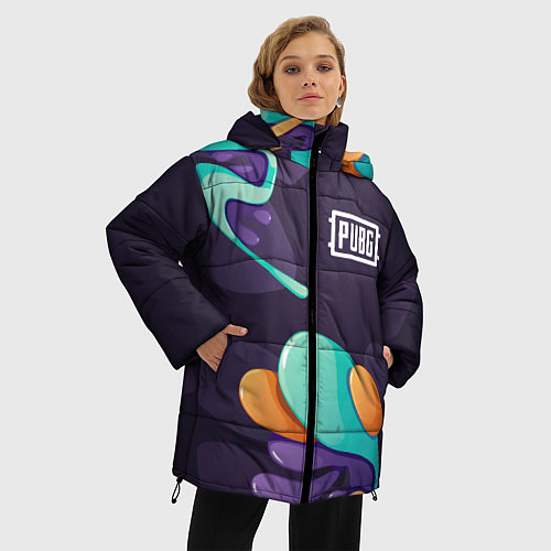 Женская зимняя куртка PUBG graffity splash / 3D-Черный – фото 3