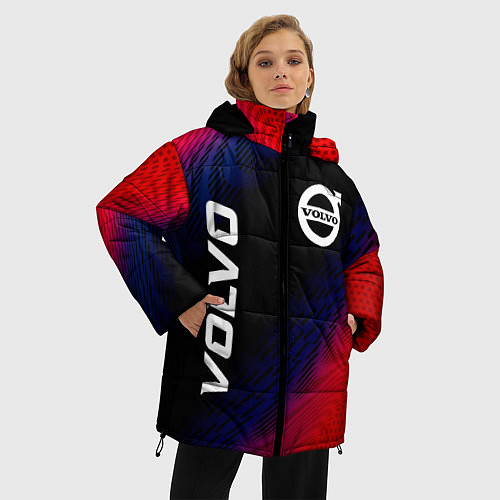 Женская зимняя куртка Volvo красный карбон / 3D-Черный – фото 3