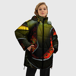 Куртка зимняя женская Зеленые объемные объекты, цвет: 3D-светло-серый — фото 2