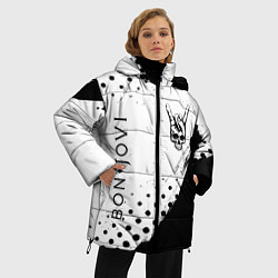 Куртка зимняя женская Bon Jovi и рок символ на светлом фоне, цвет: 3D-черный — фото 2