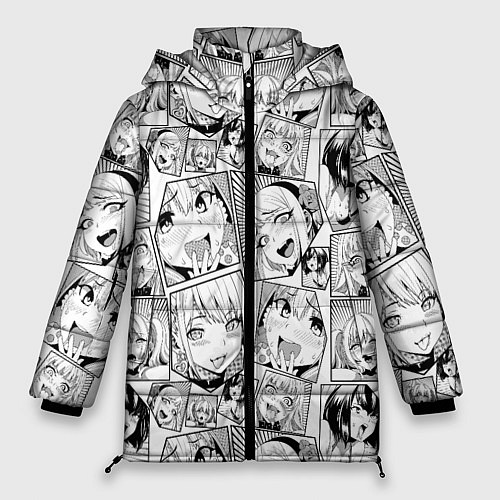 Женская зимняя куртка Anime hentai ahegao / 3D-Светло-серый – фото 1