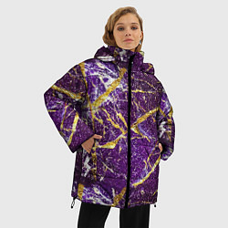 Куртка зимняя женская Фиолетовые и золотые блестки, цвет: 3D-светло-серый — фото 2