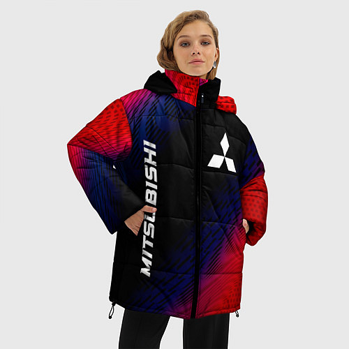 Женская зимняя куртка Mitsubishi красный карбон / 3D-Черный – фото 3