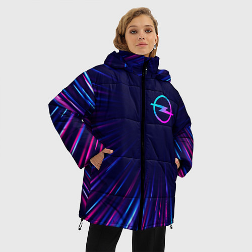 Женская зимняя куртка Opel neon speed lines / 3D-Черный – фото 3