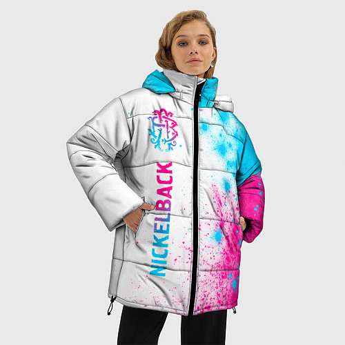 Женская зимняя куртка Nickelback neon gradient style: по-вертикали / 3D-Черный – фото 3