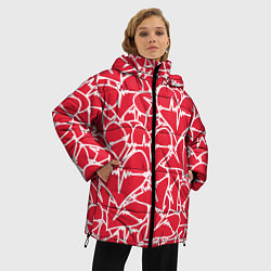 Куртка зимняя женская Абстракция сердце, цвет: 3D-светло-серый — фото 2