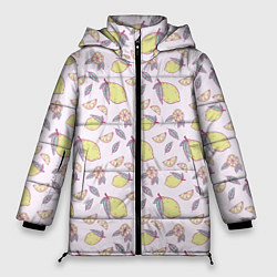 Куртка зимняя женская Лимоны паттерн, цвет: 3D-красный