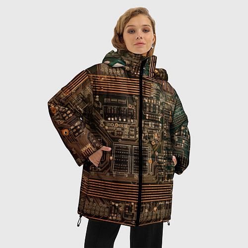 Женская зимняя куртка Старая печатная плата / 3D-Черный – фото 3