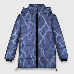 Куртка зимняя женская Электрический разряд на голубом фоне, цвет: 3D-светло-серый