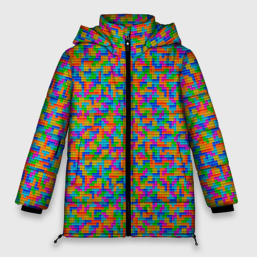 Женская зимняя куртка Мелкие блоки Тетрис / 3D-Красный – фото 1