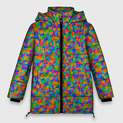 Куртка зимняя женская Мелкие блоки Тетрис, цвет: 3D-красный