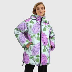 Куртка зимняя женская Лиловая и розовая сирень, цвет: 3D-красный — фото 2