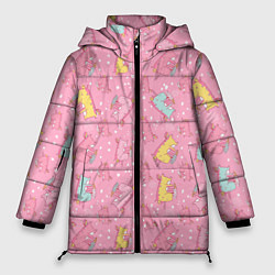 Куртка зимняя женская Милый единорог паттерн, цвет: 3D-черный