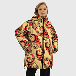 Куртка зимняя женская Винтажный растительный орнамент, цвет: 3D-светло-серый — фото 2