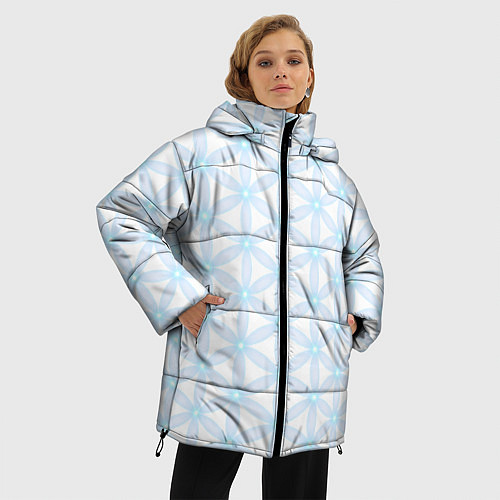 Женская зимняя куртка Ясна3 - Цветок жизни светлый / 3D-Светло-серый – фото 3