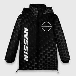 Куртка зимняя женская Nissan карбоновый фон, цвет: 3D-черный