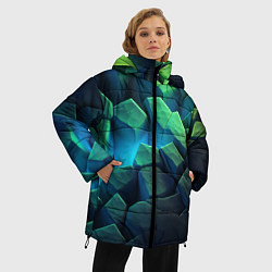Куртка зимняя женская Неоновые разломленные плиты, цвет: 3D-светло-серый — фото 2