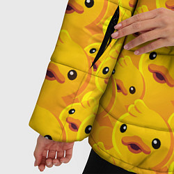 Куртка зимняя женская Желтая резиновая уточка для ванны, цвет: 3D-черный — фото 2